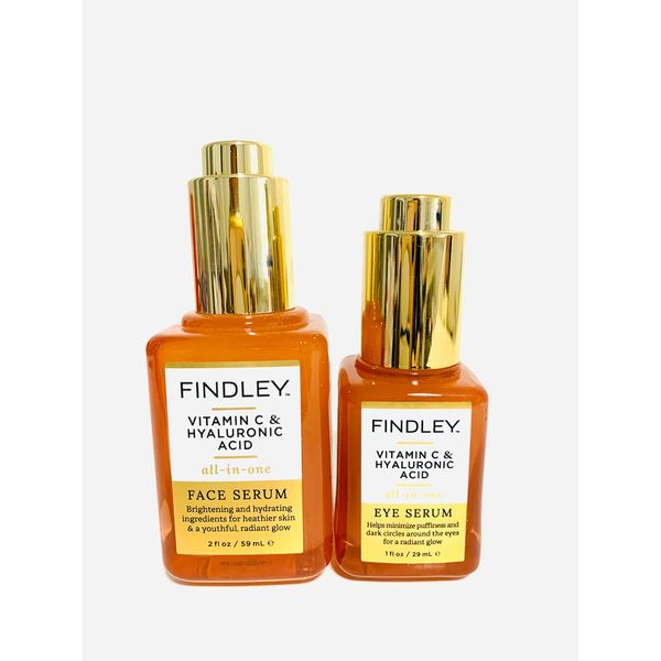 Bundle of Findley Face Serum Vitamin C and Hyaluronic Acid Face Serum & Eye Serum, 2 items. NO BOX