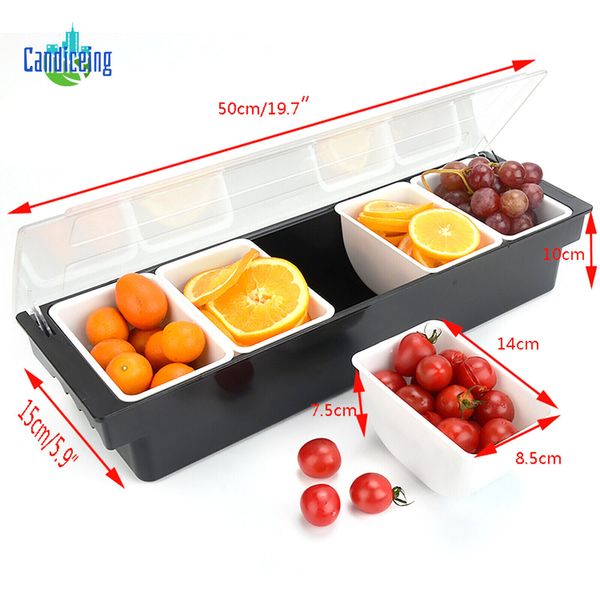 5 Grids Fruit Caddy Storage Box Condiment Tray Snack Dispenser for Home Bar