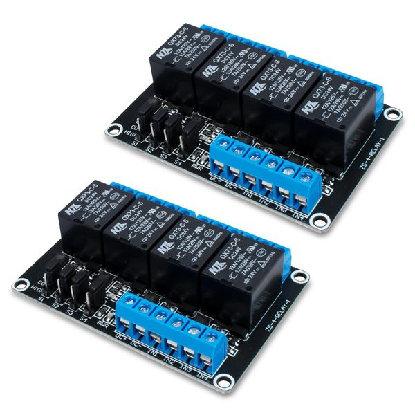 Innfeeltech 2pcs DC 24V Relay Module 4 Channel Relay with Optocoupler High or Low Level Trigger Expansion Board