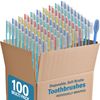 Blasting Health 100 Pack Disposable Medium Soft Bristles Bulk Toothbrushes - Individually Wrapped (Plain)