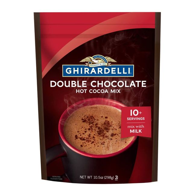 Ghirardelli Hot Chocolate Pouch, Double Chocolate, 10.5 Ounce