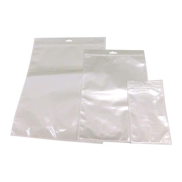 Kompou Honpo Plastic Bags with Zipper, Pack of 20, 9.4 x 6.3 inches (24 x 16 cm), Hole Punching, Translucent, OPP Bags, Packing Materials