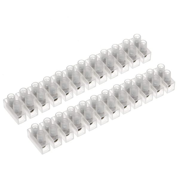 AUKENIEN 60A Electrical Connector Blocks 60 Amp 12 Way White Terminal Block Strip Electric Wire Connectors Choc Blocks Connecting for Wiring Cable (Pack of 2)