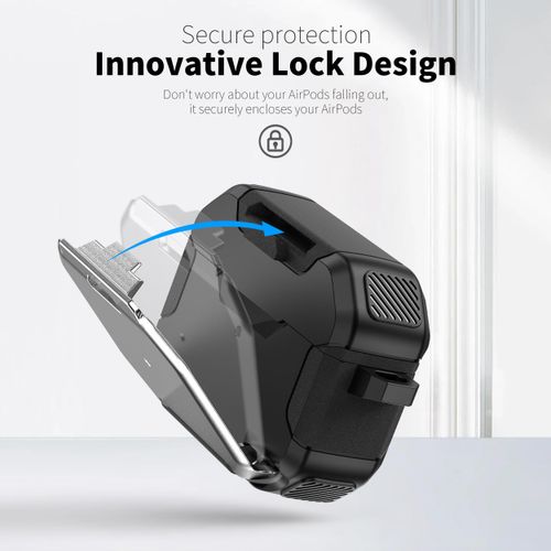 RFUNGUANGO Compatible with AirPods Pro 2nd/1st Generation Protective Case with Phone Holder Function, Suitable for AirPods Pro 2 Locking Protective Case with Cleaning Kit - Space Gray