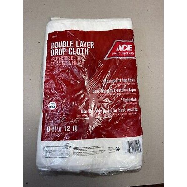 Ace Double Layer Drop Cloth 8'  x 12' ~ Absorbent Top & Leak Resistant Bottom