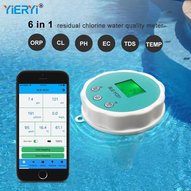 Swimming pool water quality detector ph residual chlorine tester meter