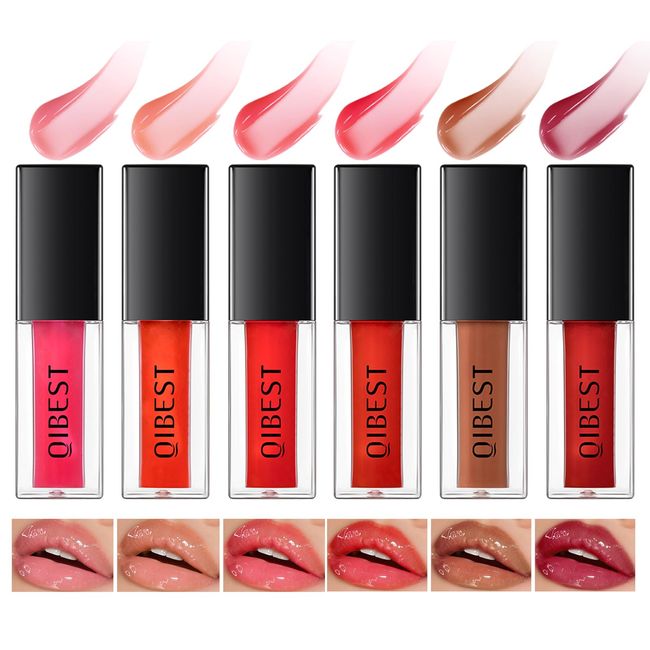 6 Colors Jelly Lip Gloss Petansy Moisturizing Hydrating and Nourishing Colored Lip Gloss High Pigment Liquid Lipstick Lip Care Set