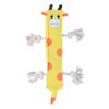 Patchwork Pet Giraffe Stick Dog Toy Premium Plush with Pull-Through Rope and Squeaker 15 Inch