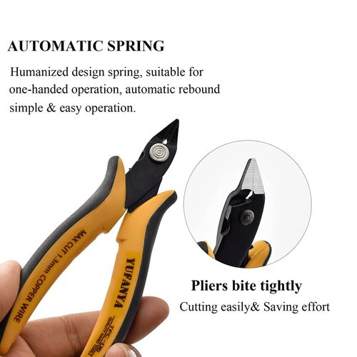 2pcs Wire Cutters,Micro Flush Cutters,Electrical Wire Cutters,Cutting Pliers,Flush Pliers Diagonal Side Cutters Wire Cutter Snips with Soft Grip for DIY Craft and Jewelry(Yellow)
