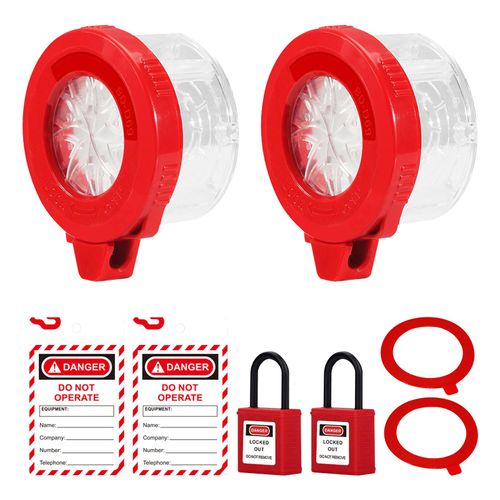 SYWAN New Emergency Stop Button Cover, Swivel Open Box Type Transparent Push Button Switch Cover with Lock and Warning Tag Emergency Stop Protection Cover Stop Switch Box, 2 Set