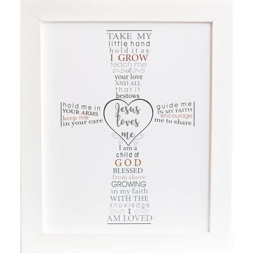 Jesus Loves Me Frame for Baby's Baptism, Dedication or Christening - Made in USA Frame - Gift for Granddaughter/Grandson/Godson/Goddaughter on Christening, Baptism, Dedication (White - Regular)