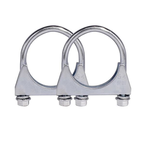 2 Piece Car Clamp M8 Pipe Clamp Ø52-80 mm Special Clamp for Exhaust Pipe U-Shaped Galvanized Pipe Clamp (54mm)