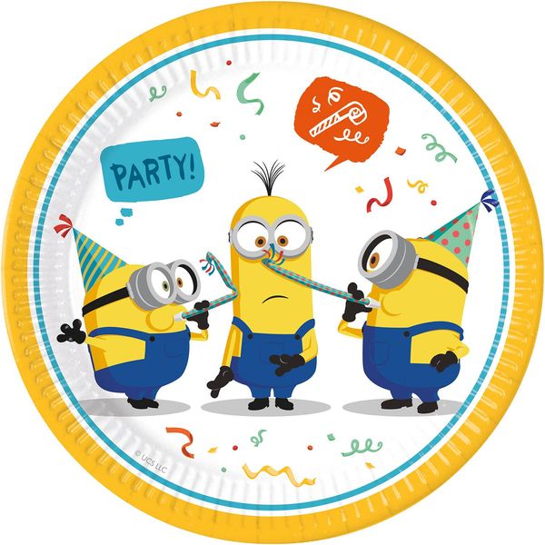 Procos 93457 - Party Plates Minions Rise of Gru, Size 23 cm, Pack of 8, Disposable Paper Plates, Children's Birthday, Party Tableware, FSC® Mix