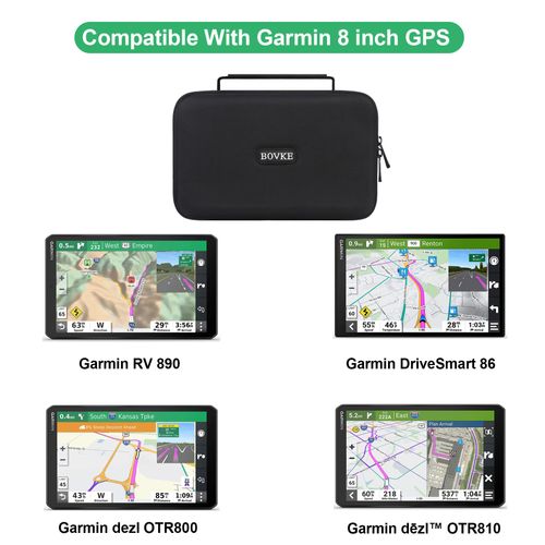BOVKE Hard GPS Case for 8 Inch Garmin dezl OTR800 / dēzl OTR810 / DriveSmart 86 / Garmin RV 890 GPS Navigator System, Extra Space fit Charger, Friction Mount, USB Cables Accessories, Black