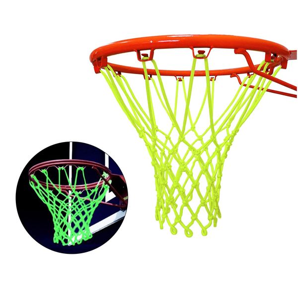 Rundago Leuchtendes Basketball Netze, Im Dunkeln leuchtendes Basketballnetz, Nightlight Luminous Basketball Net Replacement Für Nachtpaly Im Freien 50 x 50 x 3cm (12 bucles)