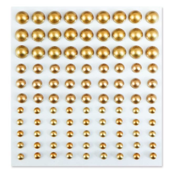 141 Rhinestone Sticker (Deco Sticker), Pearl Type, 0.2 - 0.3 inches (4 - 8 mm), Matte Gold