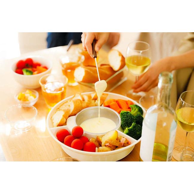 LITHON KDFD-002W Multi Fondue Fondue Pot, Removable, Easy to Clean, Washable, Includes Tray, High Temperature Design, Fondue Fork Included