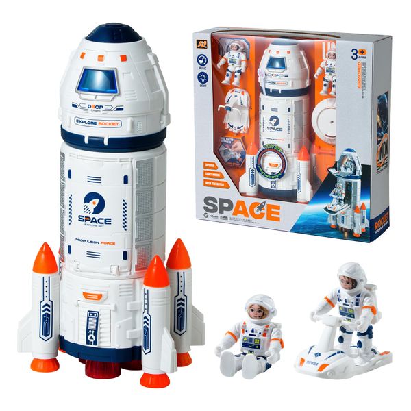 Wbzle Rocketship Space Shuttle Toys Model, Rocket Ship Toys with Astronaut Figure and Spray Effects,Kids Spaceship Playset for Space Exploration, Space Knowledge Toys for Kids 5-7