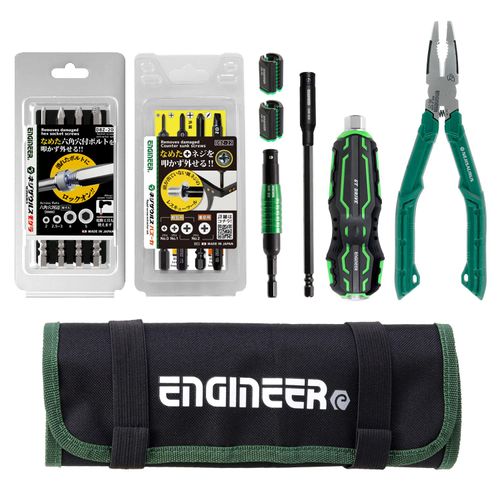 ENGINEER DXZ-07 Engineer Combining Tool Set of 8 Compatible with Crushed Phillips and Hex Socket Bolts, Screwdriver for Removing Countersunk Screws