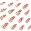 Prosy 24pcs French Medium and Long Square Nails Heart Glitter Matching Fake Nails Full Cover False Nails for Women and Girls