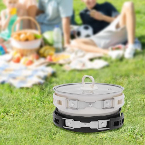 Electric Hot Pot, Folding Portable Multifunctional Non-Stick Split Electric Hot Pot, 110V Travel Small Stew Pot, Mini Cooker Cup with Power Adjustment for Pasta, Soup, Steak, Vegetables (White)