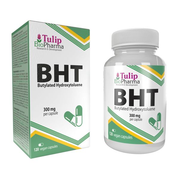 BHT (Butylated HydroxyToluene) 300mg 120 Vegan Capsules, Anti Aging & Antioxidant, Immune System Booster, 3rd Party Lab Tested, High Strength Supplement