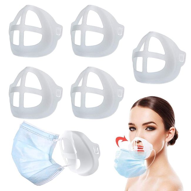 Silicone 3D Mask Bracket for Comfortable Mask Wearing by Creating More Space for Breathing Ideal Makeup Saver, 5Pack