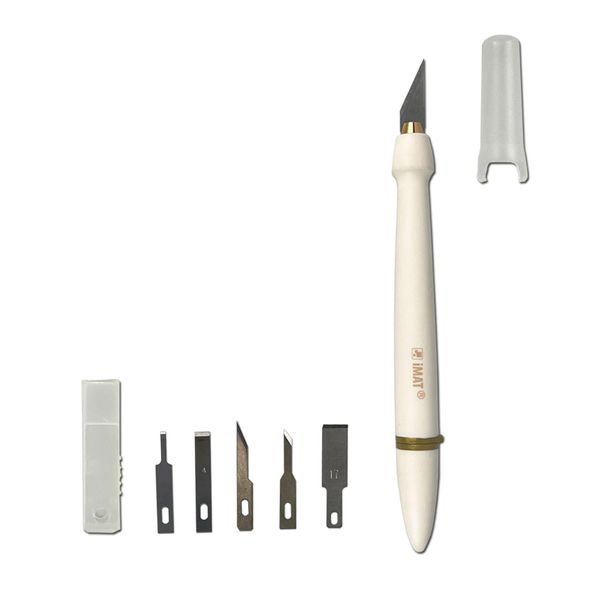 iMAT Professional TPR Resilient Design Knife with 6 Replacement Blades Cutter