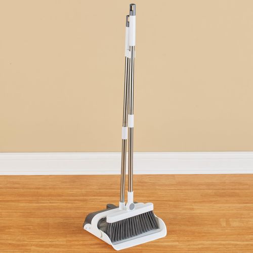 Collections Etc Foldable Standing Broom and Dustpan Compact Set