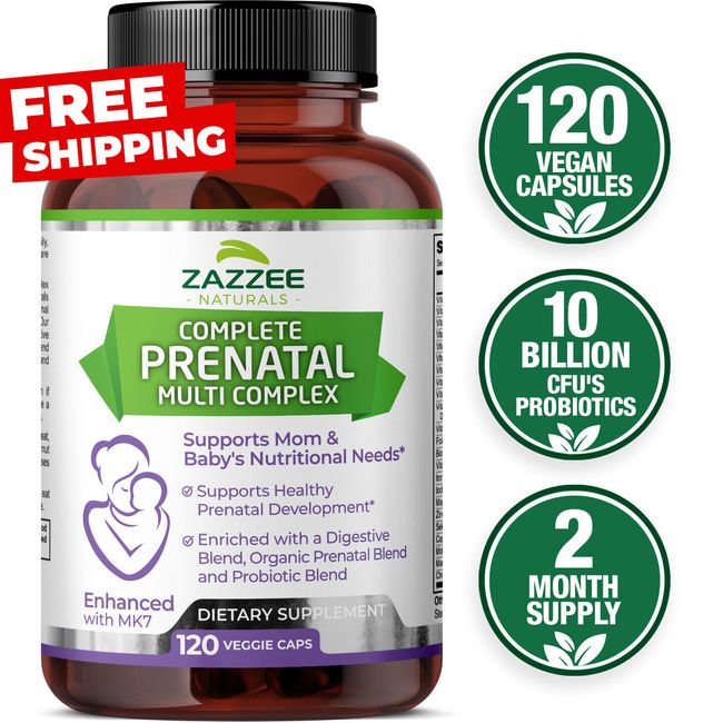 Zazzee Prenatal Multivitamin, 120 Vegan Capsules, with MK-7