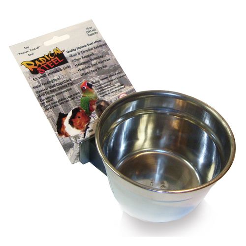 Lixit Quick Lock Cage Bowls for Small Animals and Birds. (10oz, Stainless)