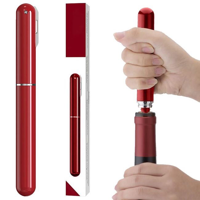 Air Pump Wine Bottle Opener Portable Easy Pop Out Pneumatic Wine Opener Wine Corkscrew Handheld Corkscrew Lightweight Easy Portable Travel Gift 1pc (Red)