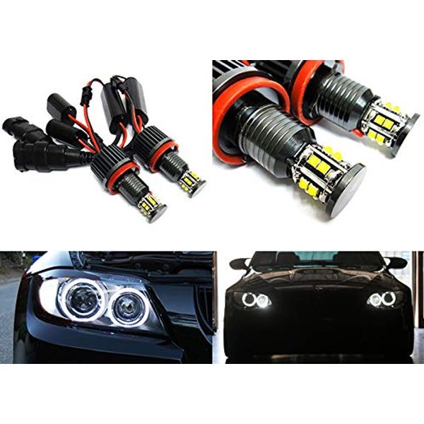 RZG 2x White LED Angel Eye Headlight Halo Ring Light DRL H8 Bulb 120W Canbus For E90 E92 E82 E60 E70 E71 E84