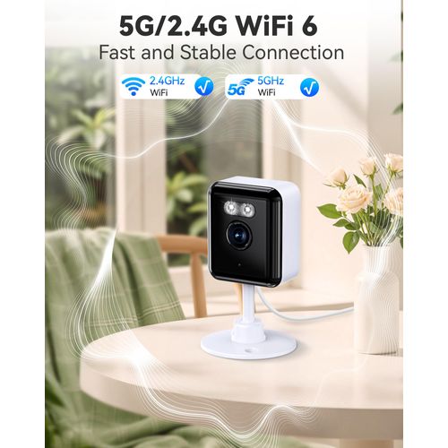 2K Cameras for Home Security, 2.4/5GHz Wi-Fi 6 Indoor Camera for Dog/Pet/Nanny/Baby with US Phone App, AI Text Recognition, Smart Search, Color Night Vision,2 Way Talk Mini Cam,Human Detection,2 Packs
