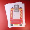 M & G Mustard & Gray Childrens Party Invitations (x12 Invites Only, Fire Engine)