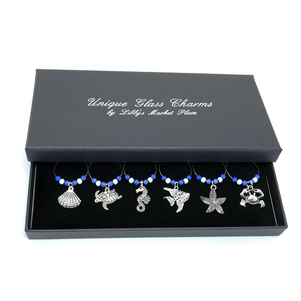 in The Sea Wine Glass Charms with Gift Box