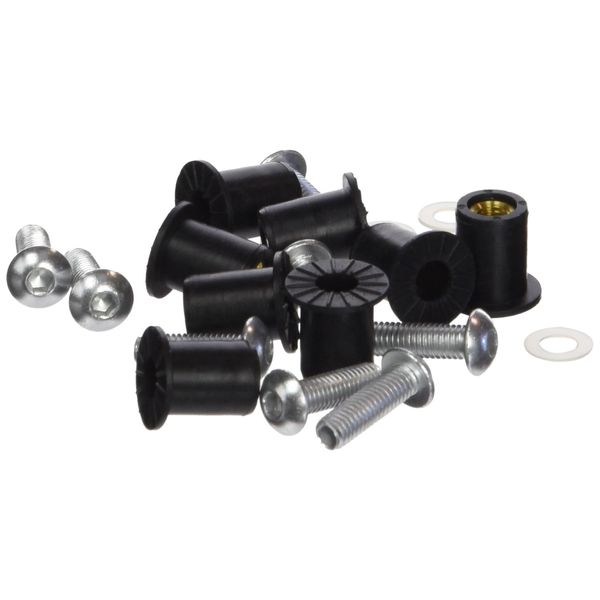 Puig 0957P Silver Windscreen Screw Kit with Well Nut