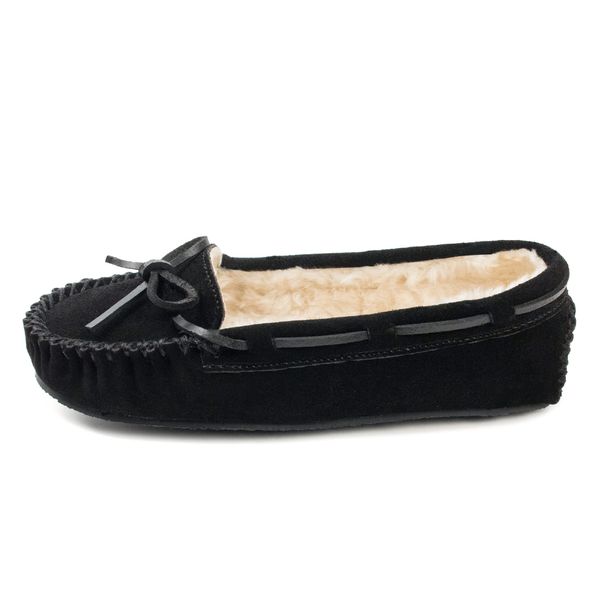 Minnetonka Women's Cally Slipper,Black,8 M US