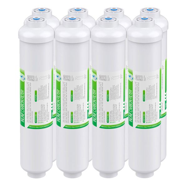 8 Pack T33 Inline Post Carbon Water Filter Cartridge Replacement 10" Household
