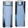 (D) Judaica Candlestick Triangle Crystal Blue Candle Holders Jewish Set 2pc