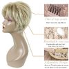 PHOCAS Pixie Cut Wigs Short Stylish Fluffy Layer Wig None Lace Replacement Wig with Bangs for Women Brown Mix Blonde Wig Short