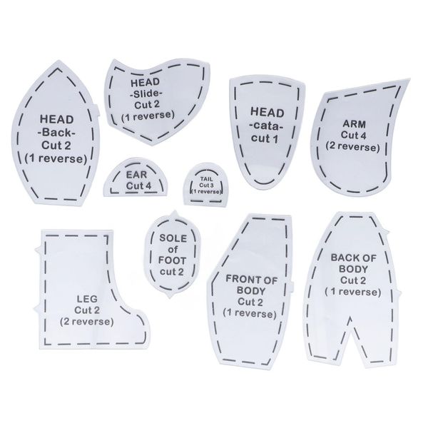 Rflaueo 1pc Memory Bear Template 15in Ruler Set DIY Acrylic Bear Patterns Sewing Pattern with Instructions Patchwork Ruler Cutting Fabric Template(U238-1)