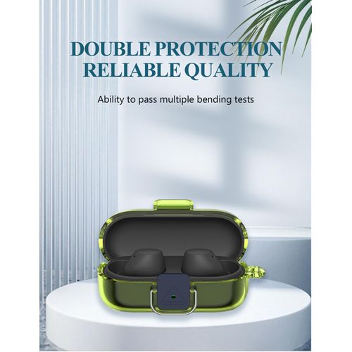 Case Cover for Sony WF-C510 IPX4 Waterproof True Wireless Bluetooth Earphones,WUNIAK Clear Soft TPU Protective Cover with Keychain and Cleaner Kit for Women Men Shockproof Skin,Transparent Yellow