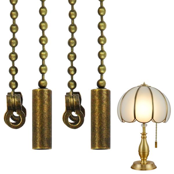 Nadinsta 2Pcs Bathroom Light Pull Cord, Pull Cord Weight Handle with 100cm Light Pull Cord Extension, Pull String Light Switch with Bead Chain Pull Cord for Toilet Ceiling Light Fan Switch(Bronze)