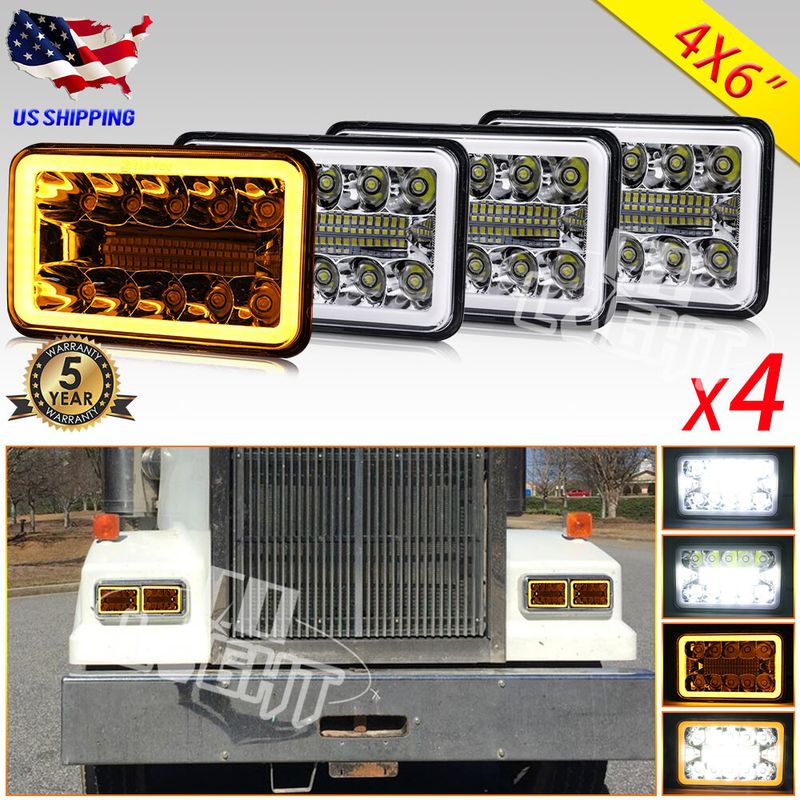 4PCS 5 3/4 5.75 Projector LED Headlights Sealed Beam Angel Eye Head