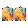 Bleu Reign Personalized Potholder Set Custom Name Abstract Art Pattern Design Organic Fluidity Sunrise Linen