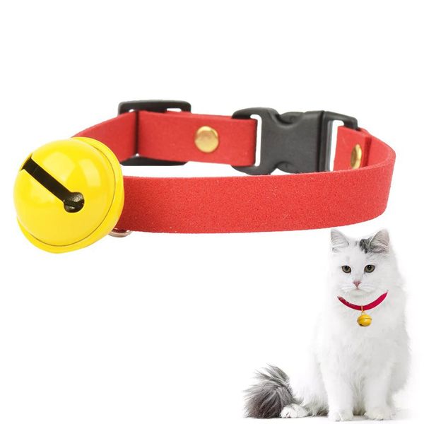 Cat Collar, Red, Cat Collar, Includes Yellow Bell, Cute, Adjustable Size, 5.9 - 8.3 inches (15 - 21 cm), Pet Collar, Includes Kitten Collar, Safety Collar, Comfortable, Soft, Bell Included, Lightweight, Stylish, Suitable for Cats and Dogs