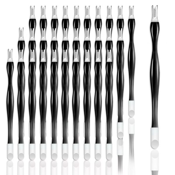 Allstarry 30 Pieces Nail Cuticle Trimmer Remover Rubber Nail Cleaner Double Head Dead Skin Cuticle Knife Removal Fork Plastic Handle Cuticle Pusher Nail art Tools for Girls Women and Men - Black