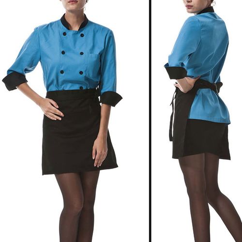 kuou Pack of 2 Waist Aprons, Black, 50 x 32.5 cm, Half Apron, Unisex Waiter's Apron with 3 Pockets, Short Cooking Apron for Cook, Waiter, Baker, black
