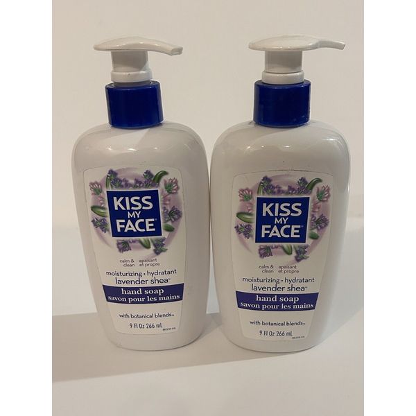 Lot Of 2- Kiss My Face Moisture Liquid Hand Soap, Lavender Shea 9 oz New